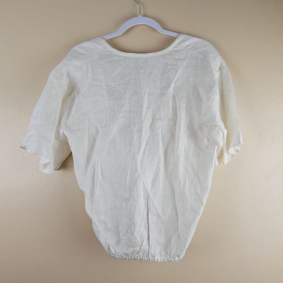 Monday Beachwear Hamptons In White Linen Coastal Preppy Top Size Small - Picture 3 of 8